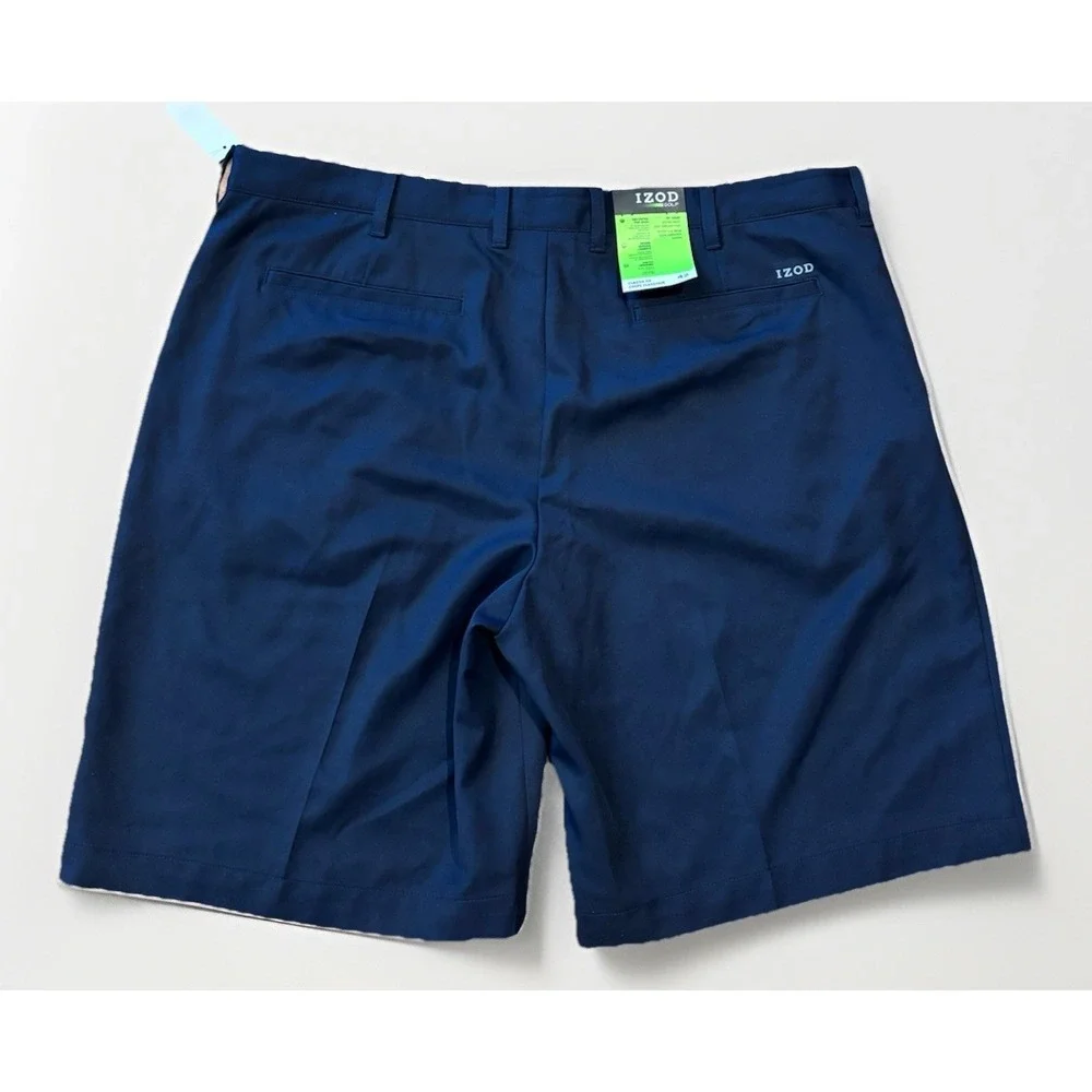 Izod NWT Golf Shorts Men 42 Blue Stretch Performance Classic Fit Chino Preppy‎